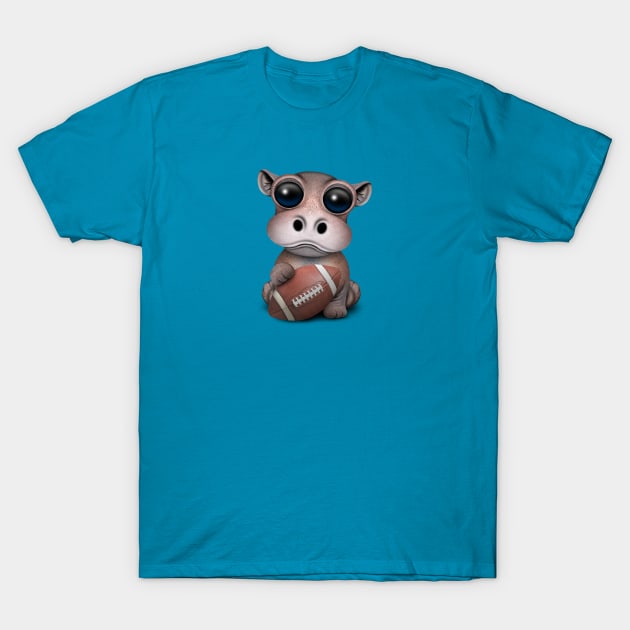 Cute Baby Hippo Playing With Football T-Shirt by jeffbartels